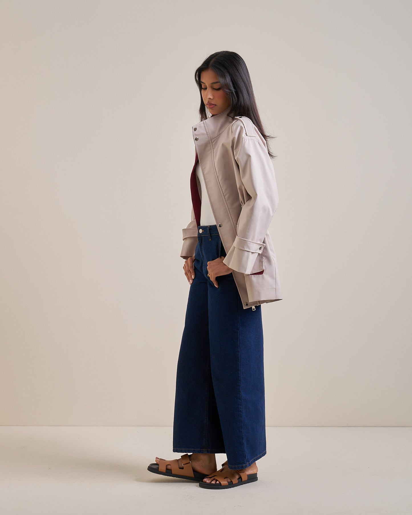 Two Tone Jacket ( Burgundy )