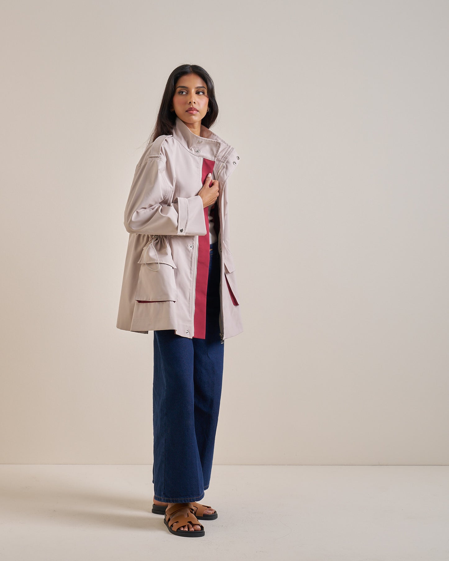 Two Tone Jacket ( Burgundy )